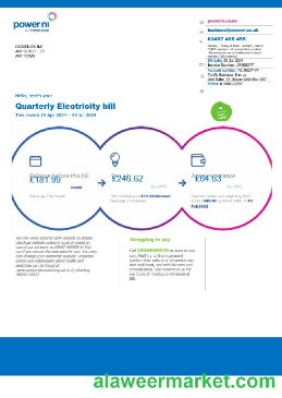 United Kingdom Power Ni business utility bill Word and PDF template
